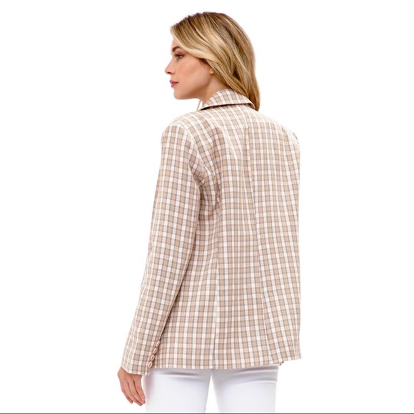 NWT FORE COLLECTION PREPPY PASTEL PLAID PADDED SHOULDER SPRING SUMMER BLAZER - Picture 11 of 13